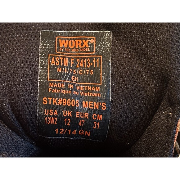 NWOT WORX by Red Wing‎ Shoes Men's STK9605 Athletic Safety Toe Low 13W - Picture 10 of 12